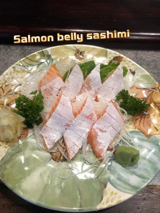 Salmon belly sashimi