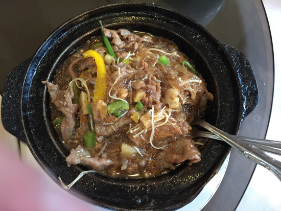 Enoki Mushrooms & Beef w/Vermicelli in Satay Sauce Hot Pot